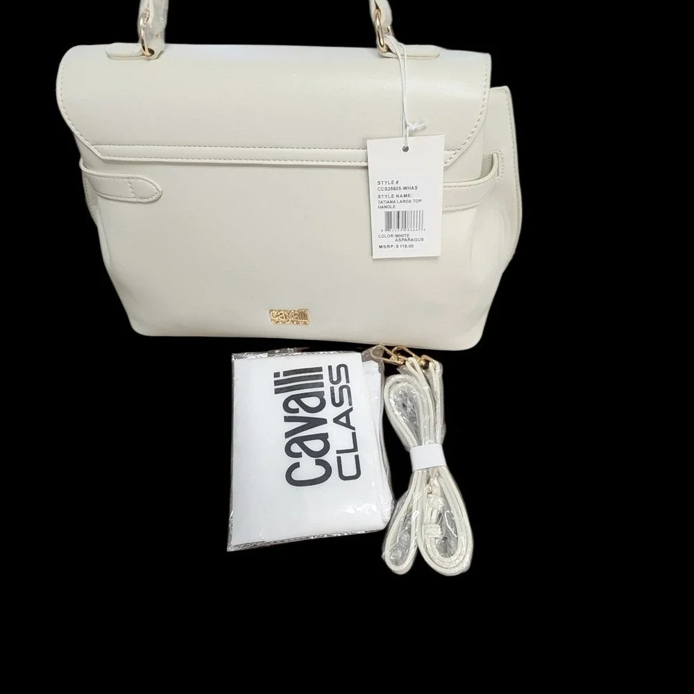 Cavalli Class‎ Tatiana Large Top Handle Bag White Asparagus CCS25605 WHAS NEW